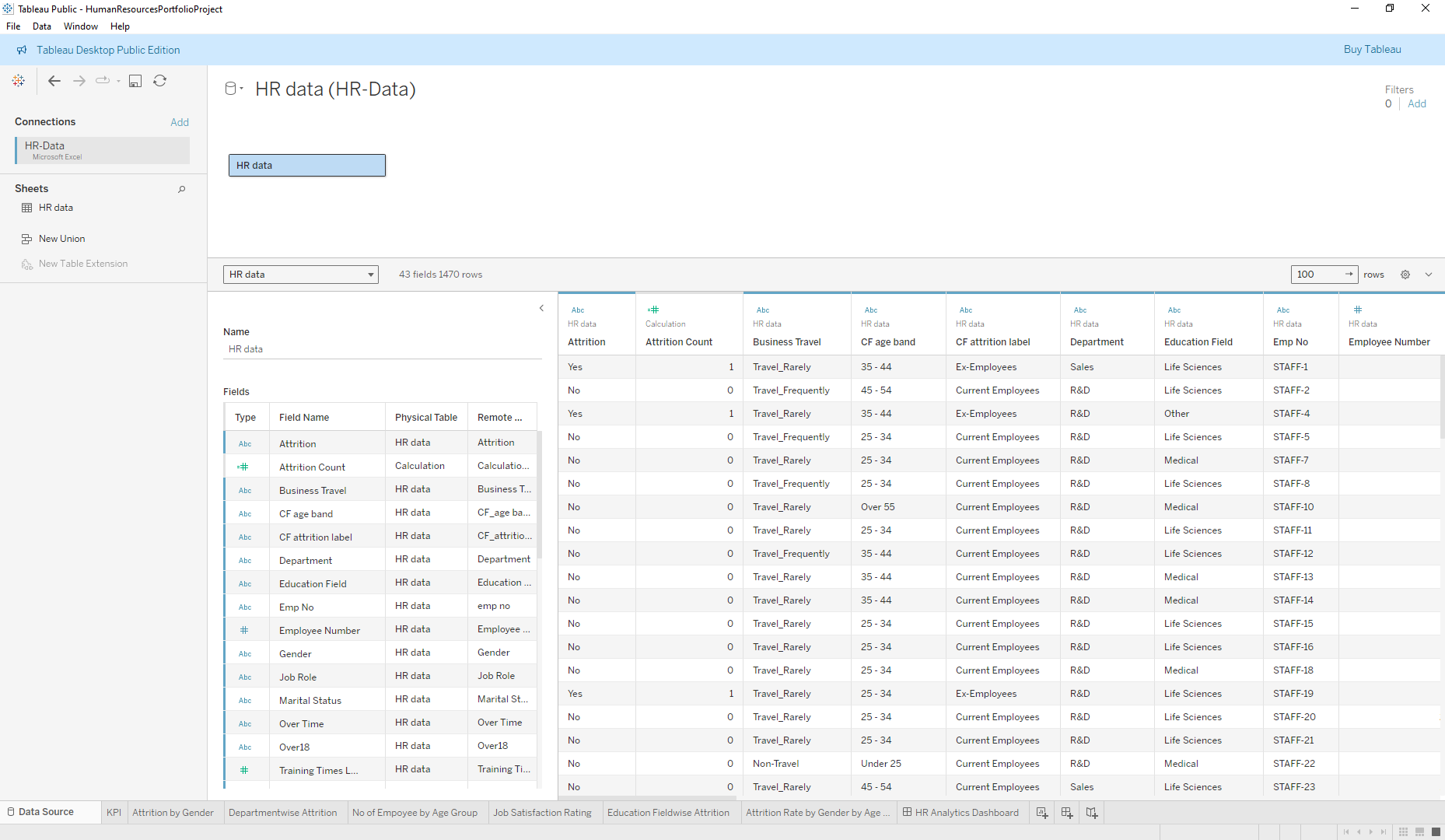 Tableau Excel Data